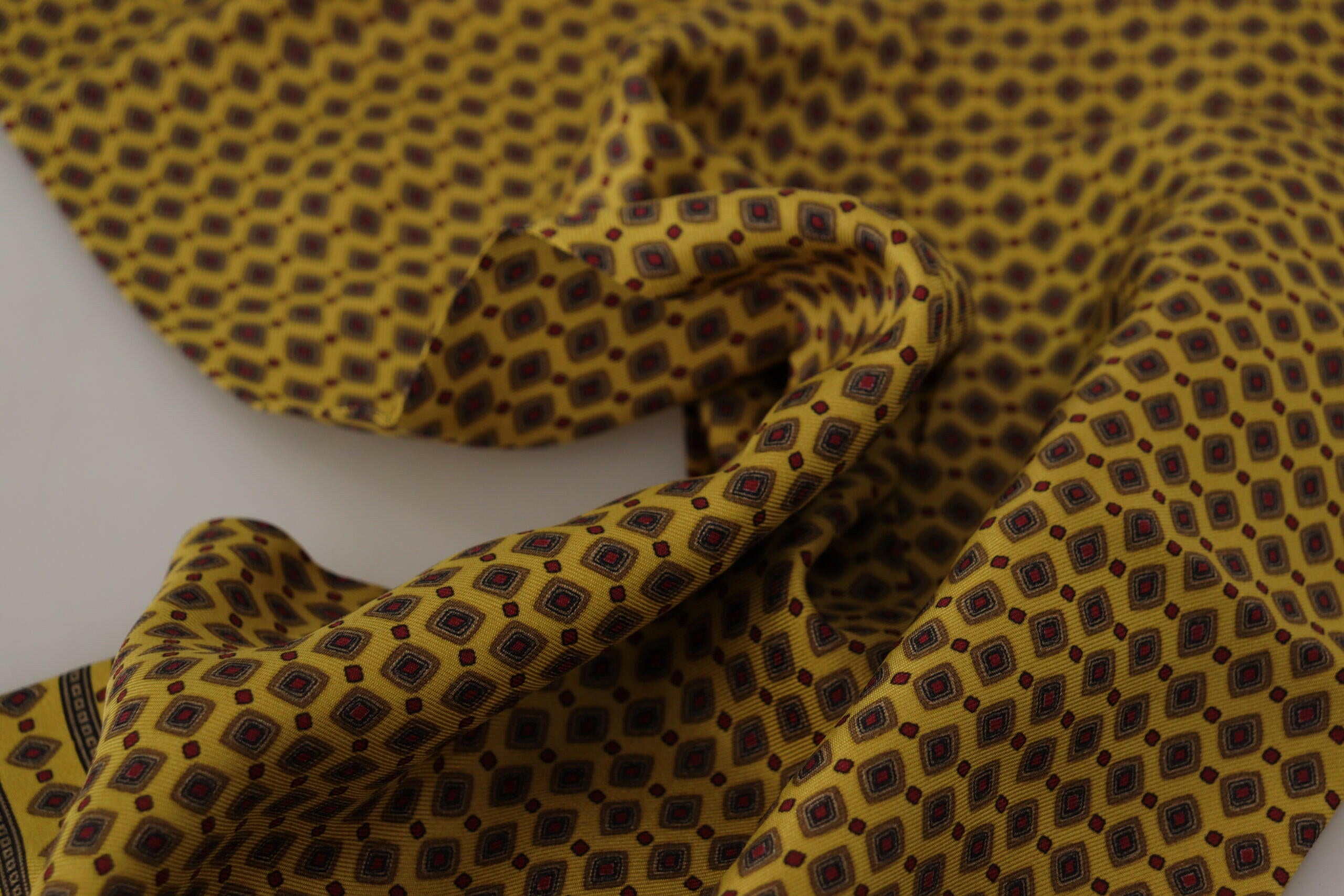 Dolce & Gabbana Yellow Patterned Silk Neck Wrap Fringe Scarf -   -  Dolce & Gabbana.