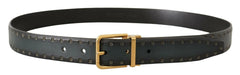 Dolce & Gabbana Green Perforated Leather Brass Metal Belt -   -  Dolce & Gabbana.