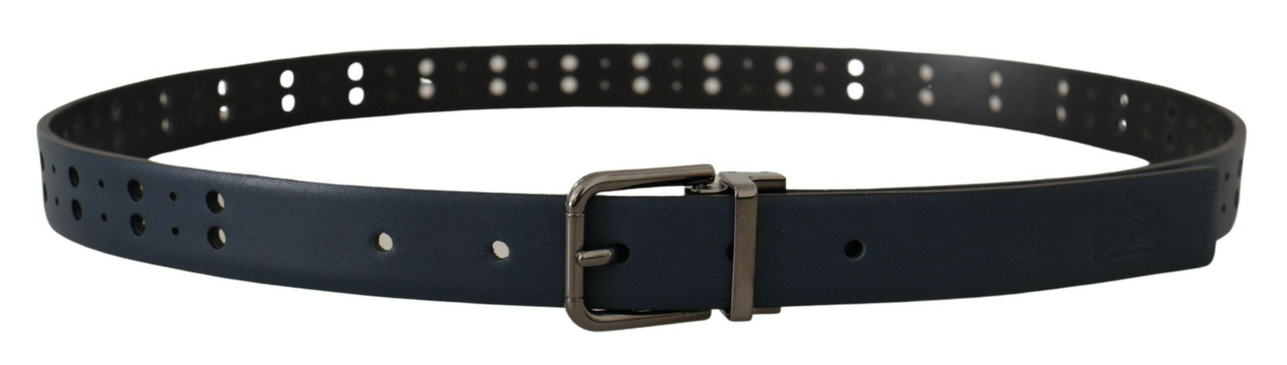 Dolce & Gabbana Blue Perforated Skinny Leather Metal Buckle Belt -   -  Dolce & Gabbana.