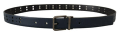 Dolce & Gabbana Blue Perforated Skinny Leather Metal Buckle Belt -   -  Dolce & Gabbana.