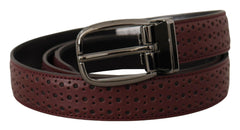 Dolce & Gabbana Brown Perforated Leather Metal Buckle Belt -   -  Dolce & Gabbana.