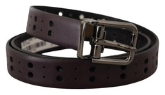Dolce & Gabbana Burgundy Leather Perforated Metal Buckle Belt -   -  Dolce & Gabbana.