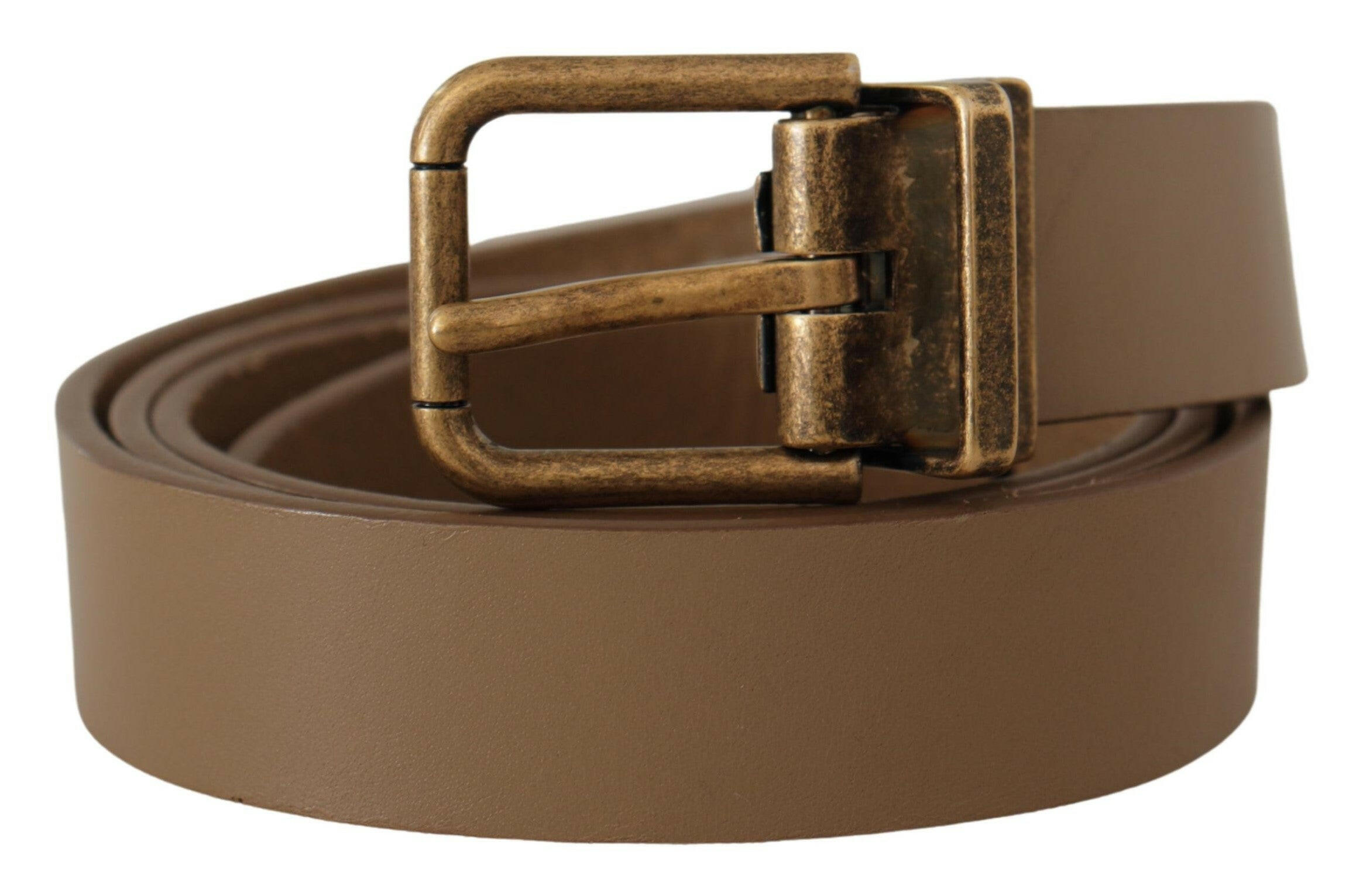 Dolce & Gabbana Brown Solid Leather Brass Buckle Classic Belt -   -  Dolce & Gabbana.