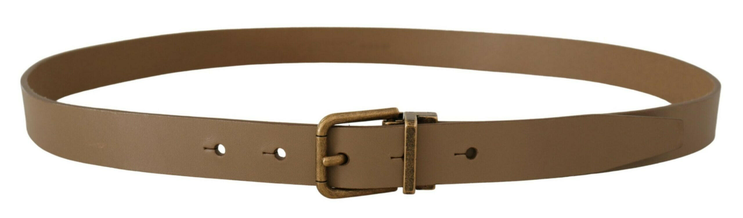 Dolce & Gabbana Brown Solid Leather Brass Buckle Classic Belt -   -  Dolce & Gabbana.