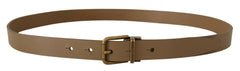 Dolce & Gabbana Brown Solid Leather Brass Buckle Classic Belt -   -  Dolce & Gabbana.