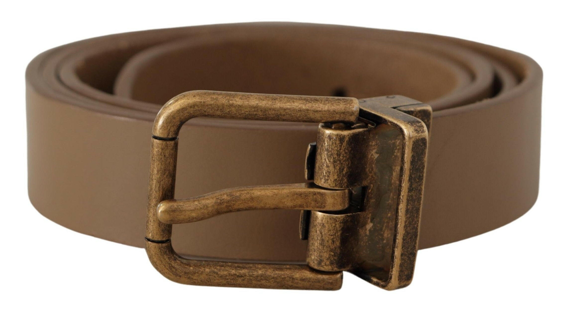 Dolce & Gabbana Brown Solid Leather Brass Buckle Classic Belt -   -  Dolce & Gabbana.