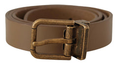 Dolce & Gabbana Brown Solid Leather Brass Buckle Classic Belt -   -  Dolce & Gabbana.