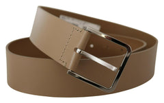 Dolce & Gabbana Beige Calf Leather Wide Silver Metal Belt -   -  Dolce & Gabbana.