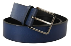 Dolce & Gabbana Blue Calf Leather Silver Metal Buckle Classic Belt -   -  Dolce & Gabbana.
