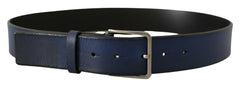Dolce & Gabbana Blue Calf Leather Silver Metal Buckle Classic Belt -   -  Dolce & Gabbana.