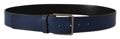 Dolce & Gabbana Blue Calf Leather Silver Metal Buckle Classic Belt -   -  Dolce & Gabbana.