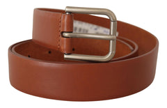 Dolce & Gabbana Brown Calf Leather Silver Tone Metal Buckle Belt -   -  Dolce & Gabbana.
