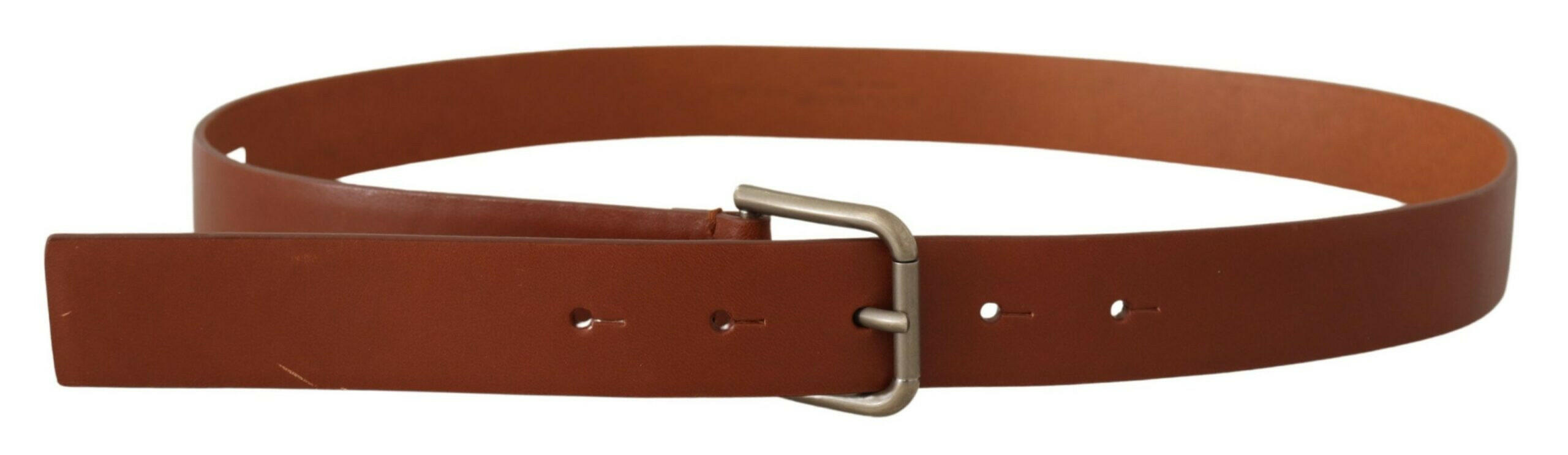 Dolce & Gabbana Brown Calf Leather Silver Tone Metal Buckle Belt -   -  Dolce & Gabbana.
