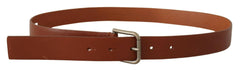 Dolce & Gabbana Brown Calf Leather Silver Tone Metal Buckle Belt -   -  Dolce & Gabbana.