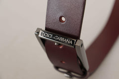 Dolce & Gabbana Brown Leather Silver Metal Crown Buckle Belt -   -  Dolce & Gabbana.