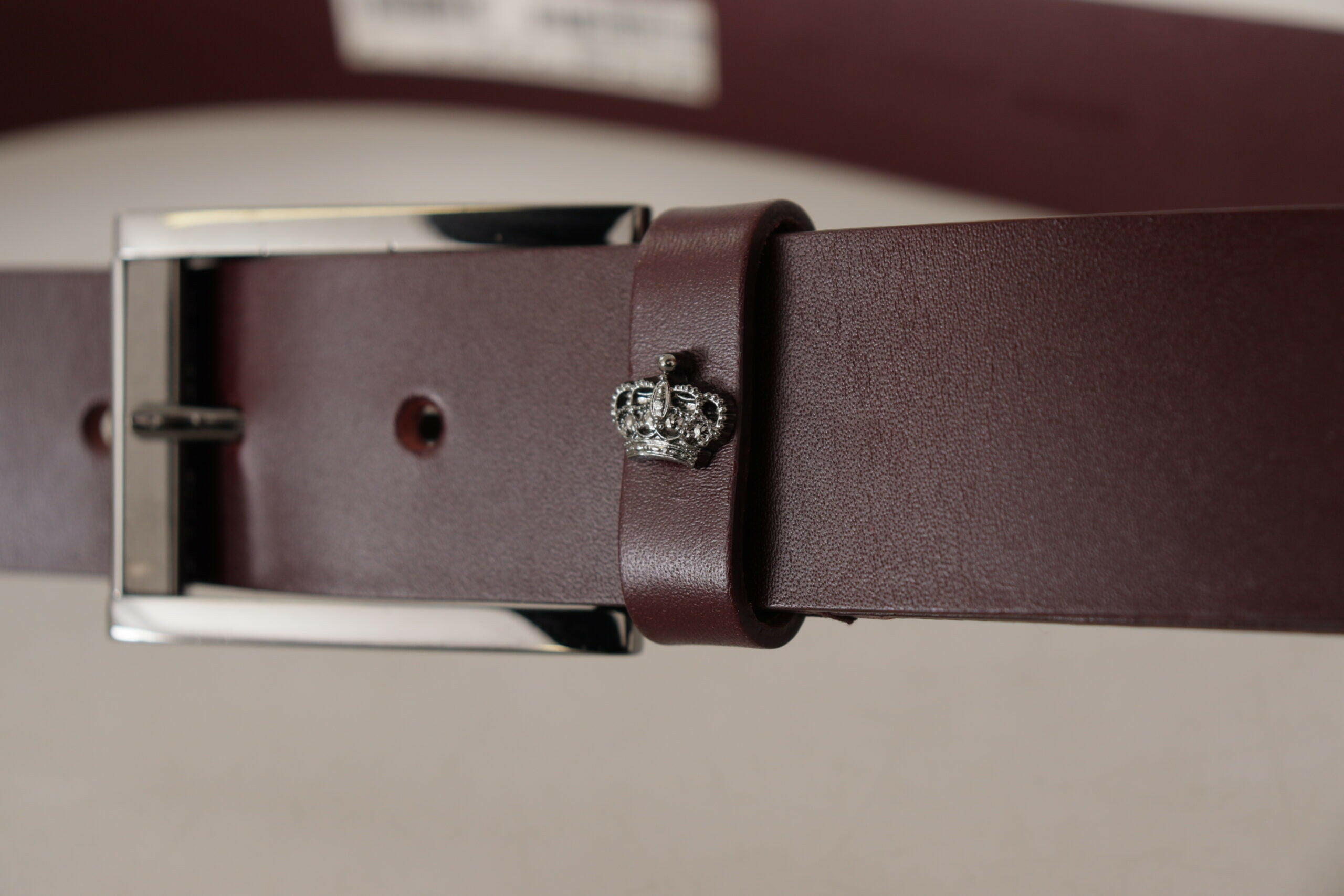 Dolce & Gabbana Brown Leather Silver Metal Crown Buckle Belt -   -  Dolce & Gabbana.