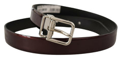 Dolce & Gabbana Brown Patent Leather Silver Metal Buckle Belt -   -  Dolce & Gabbana.
