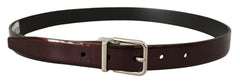 Dolce & Gabbana Brown Patent Leather Silver Metal Buckle Belt -   -  Dolce & Gabbana.