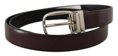 Dolce & Gabbana Solid Brown Leather Silver Metal Belt -   -  Dolce & Gabbana.