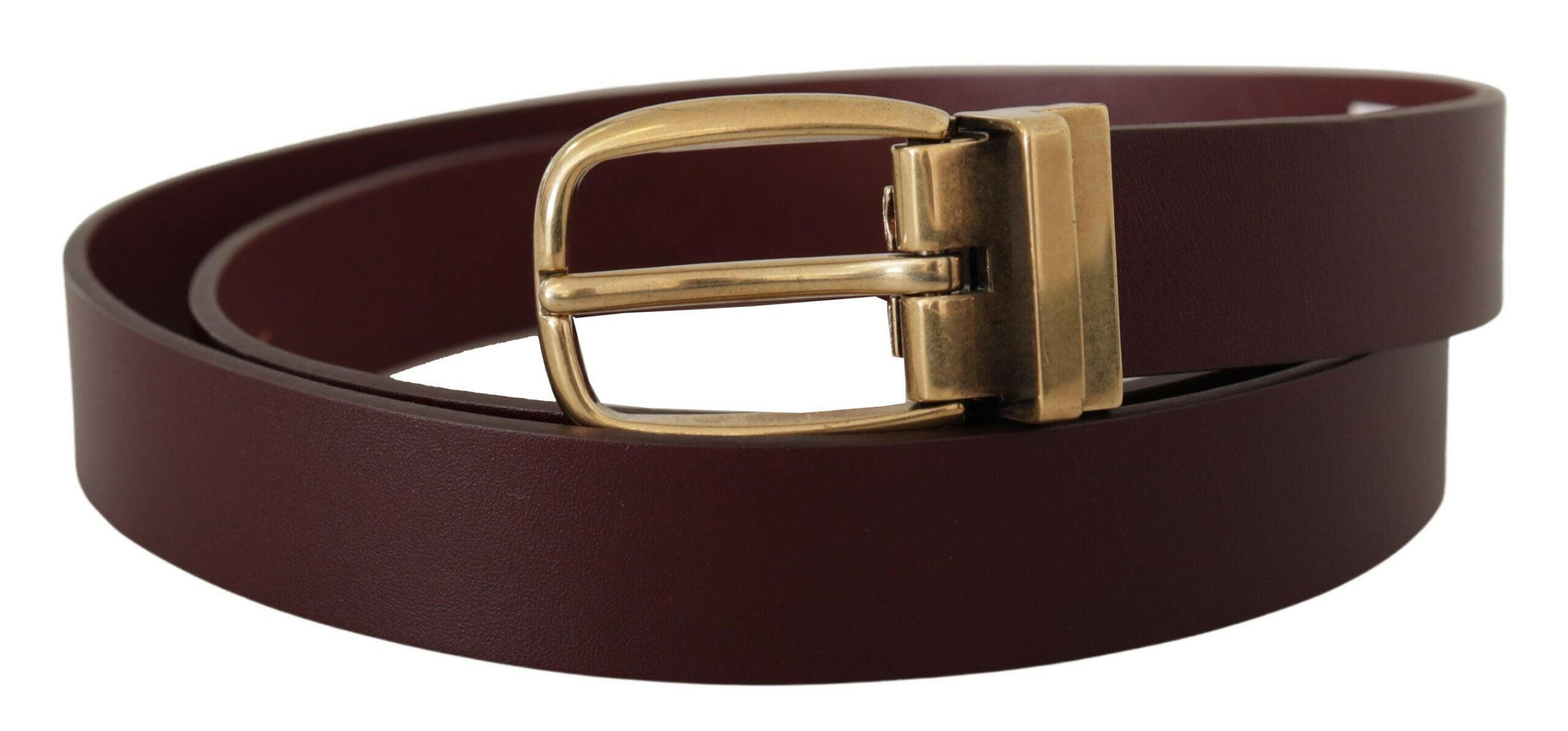 Dolce & Gabbana Brown Leather Classic Gold Metal Buckle Belt -   -  Dolce & Gabbana.
