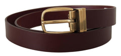 Dolce & Gabbana Brown Leather Classic Gold Metal Buckle Belt -   -  Dolce & Gabbana.