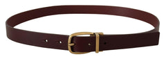 Dolce & Gabbana Brown Leather Classic Gold Metal Buckle Belt -   -  Dolce & Gabbana.