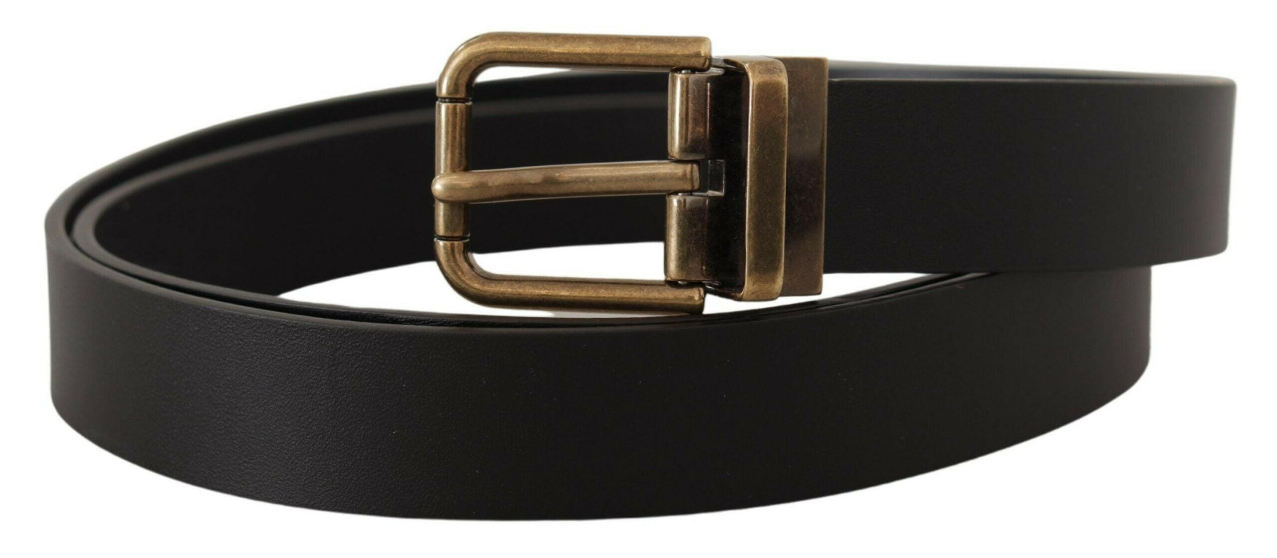 Dolce & Gabbana Black Leather Brass Metal Box Buckle Belt -   -  Dolce & Gabbana.