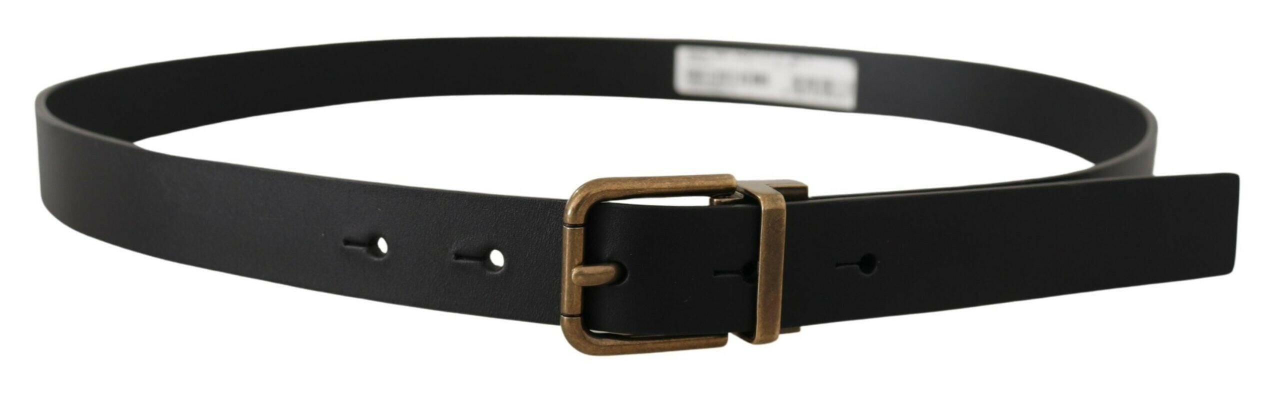 Dolce & Gabbana Black Leather Brass Metal Box Buckle Belt -   -  Dolce & Gabbana.