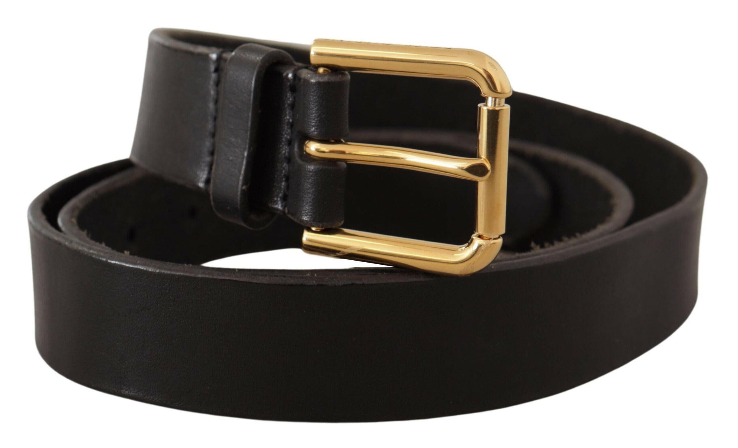 Dolce & Gabbana Brown Classic Leather Gold Metal Buckle Belt -   -  Dolce & Gabbana.