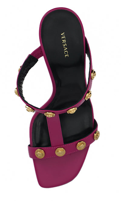 Versace Elegant Purple Calf Leather High Sandals -   -  Versace.