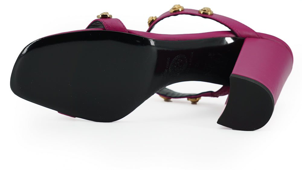 Versace Elegant Purple Calf Leather High Sandals -   -  Versace.