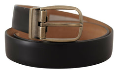 Dolce & Gabbana Black Brown Backend Leather Vintage Metal Buckle Belt -   -  Dolce & Gabbana.