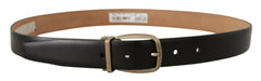 Dolce & Gabbana Black Brown Backend Leather Vintage Metal Buckle Belt -   -  Dolce & Gabbana.