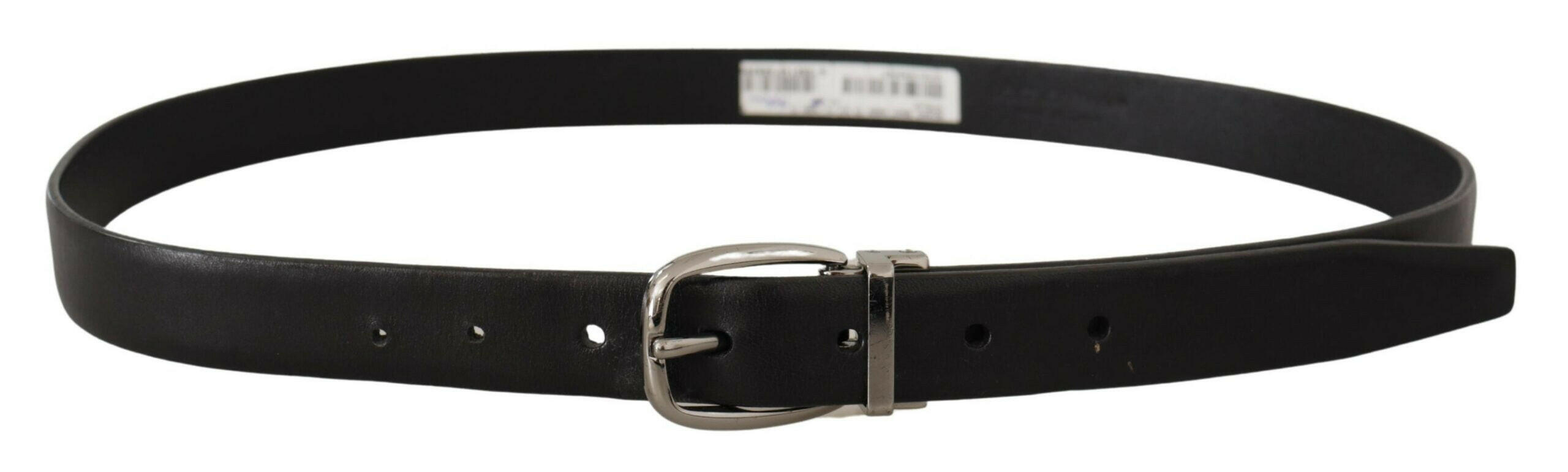 Dolce & Gabbana Black Leather Chrome Logo Metal Buckle Belt -   -  Dolce & Gabbana.
