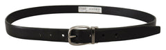 Dolce & Gabbana Black Leather Chrome Logo Metal Buckle Belt -   -  Dolce & Gabbana.