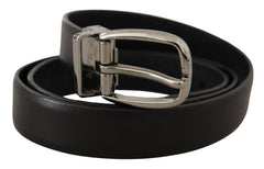 Dolce & Gabbana Black Leather Chrome Logo Metal Buckle Belt -   -  Dolce & Gabbana.
