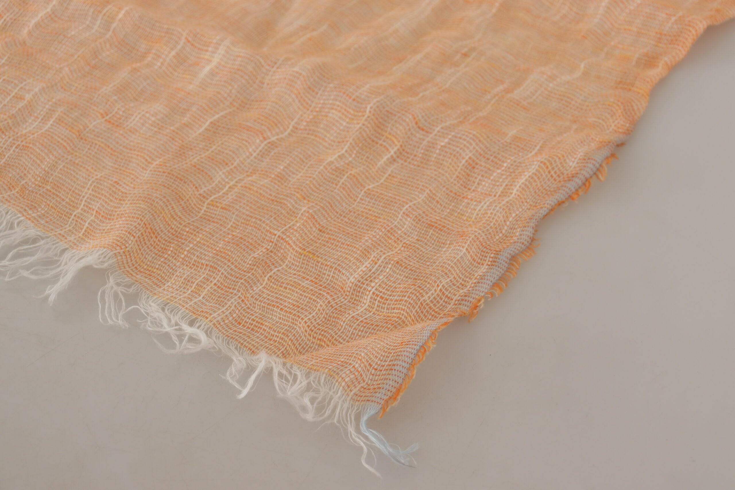 Malo Peach Linen Knitted Shawl Wrap Fringes Scarf -   -  Malo.
