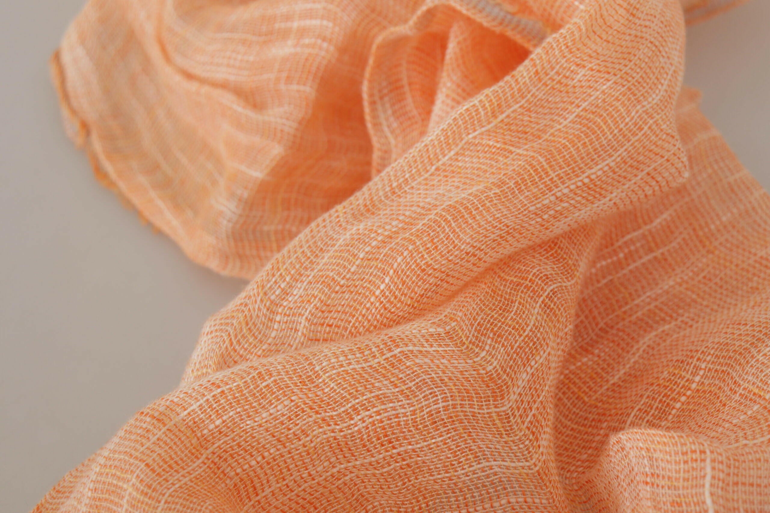 Malo Peach Linen Knitted Shawl Wrap Fringes Scarf -   -  Malo.