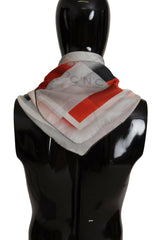Costume National Gray Red Silk Shawl Foulard Wrap Scarf -   -  Costume National.