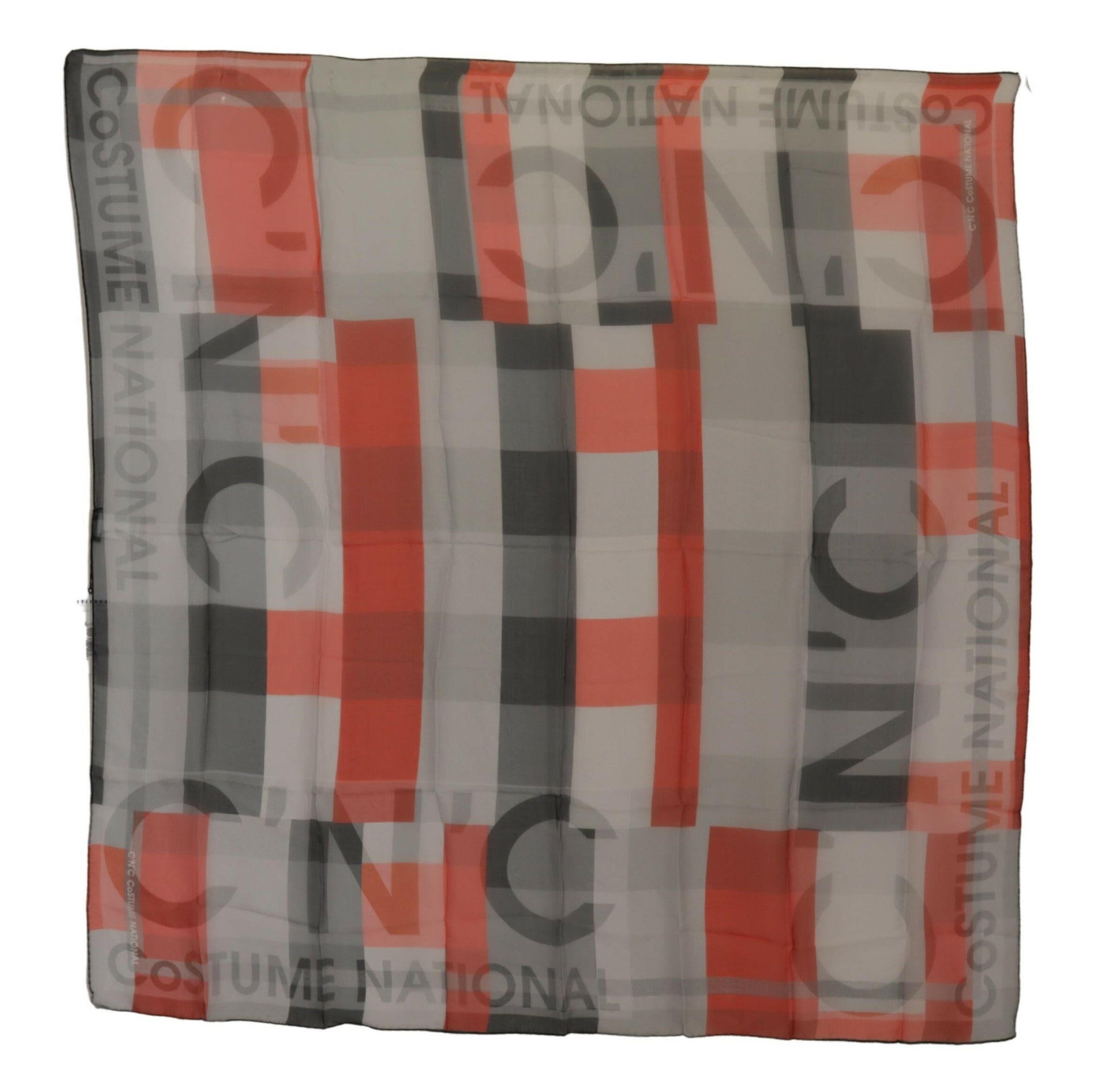 Costume National Gray Red Shawl Foulard Wrap  Scarf -   -  Costume National.