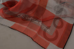 Costume National Gray Red Shawl Foulard Wrap  Scarf -   -  Costume National.