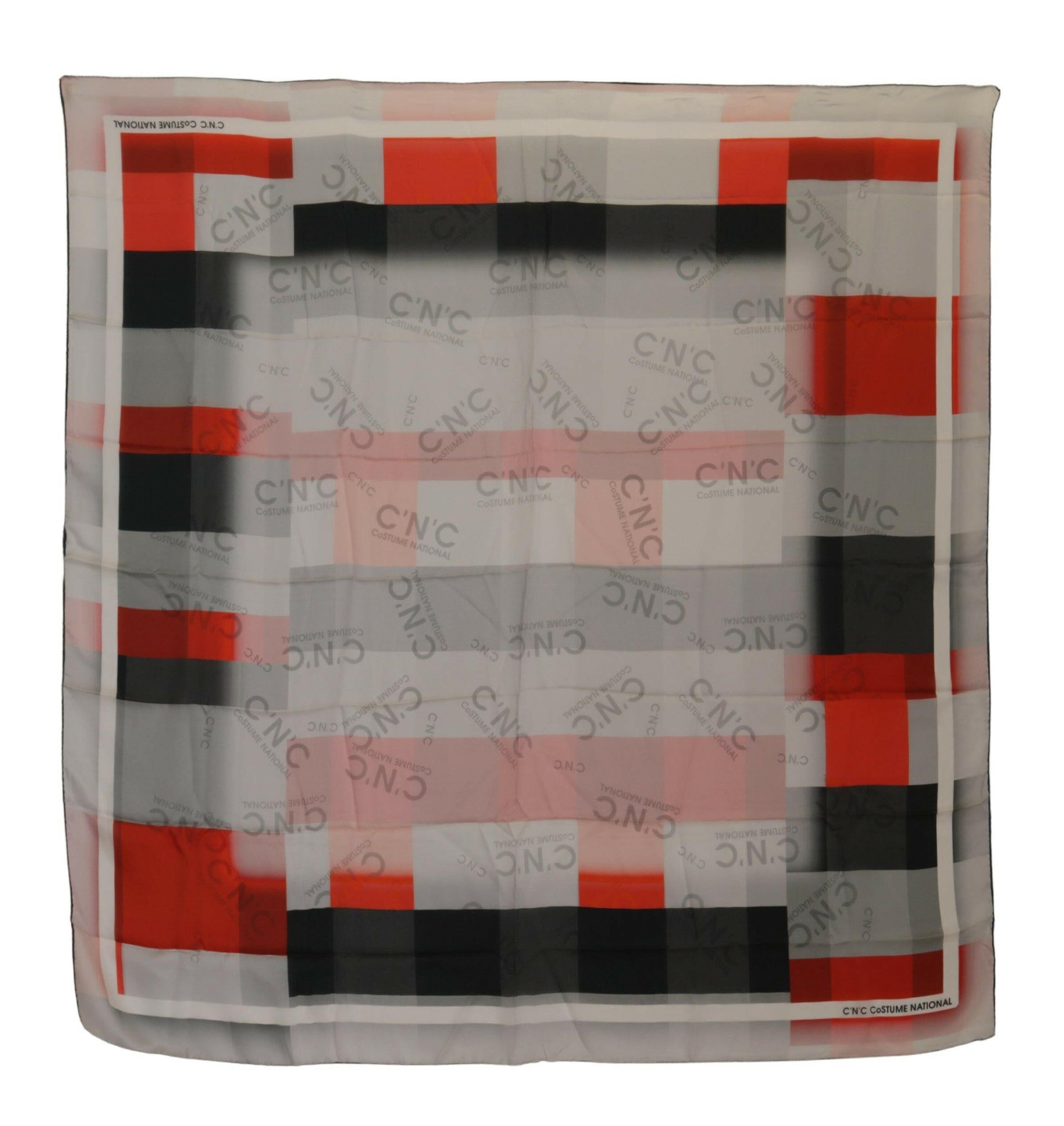 Costume National Gray Red Shawl Foulard Wrap Scarf -   -  Costume National.