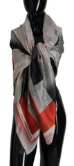 Costume National Gray Red Shawl Foulard Wrap Scarf -   -  Costume National.