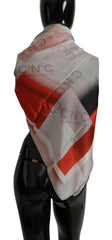 Costume National Gray Red Shawl Foulard Wrap Scarf -   -  Costume National.