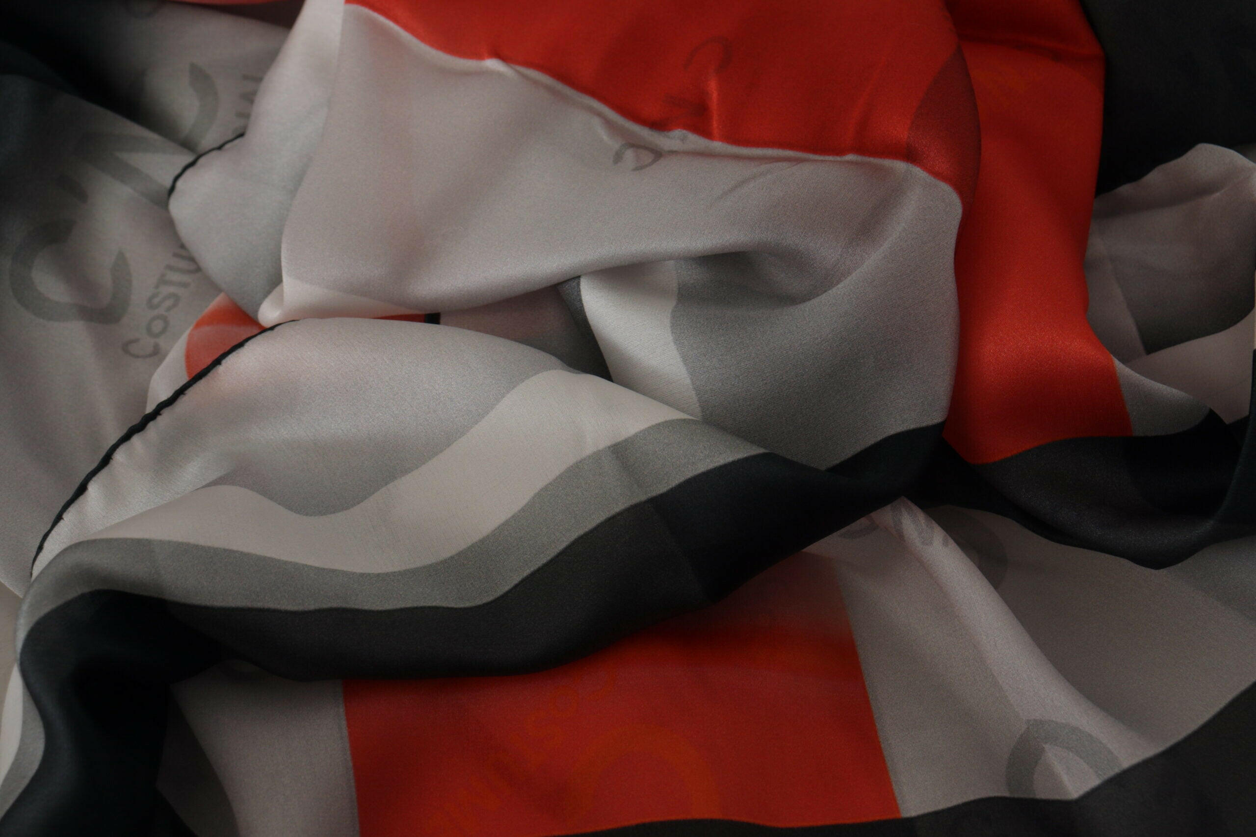 Costume National Gray Red Shawl Foulard Wrap Scarf -   -  Costume National.