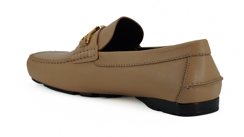 Versace Exquisite Medusa Gold-Tone Leather Loafers -   -  Versace.