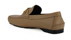 Versace Exquisite Medusa Gold-Tone Leather Loafers -   -  Versace.