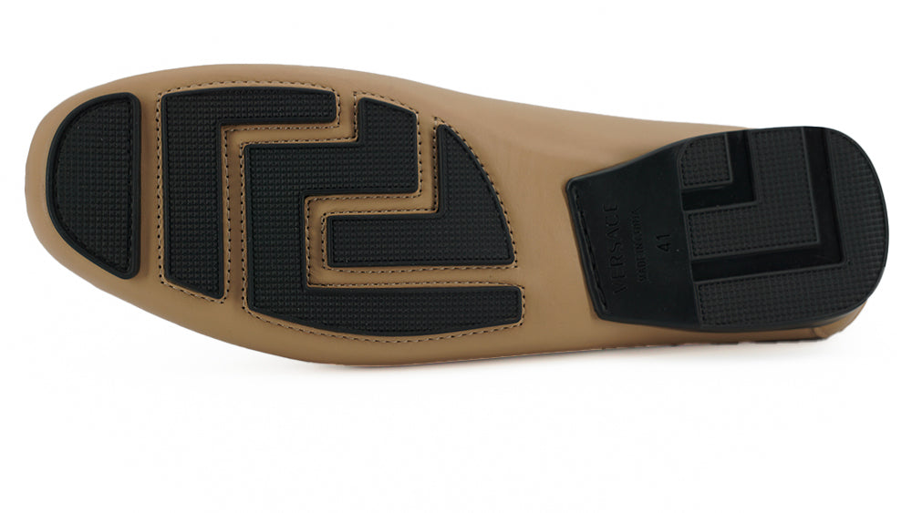 Versace Exquisite Medusa Gold-Tone Leather Loafers -   -  Versace.