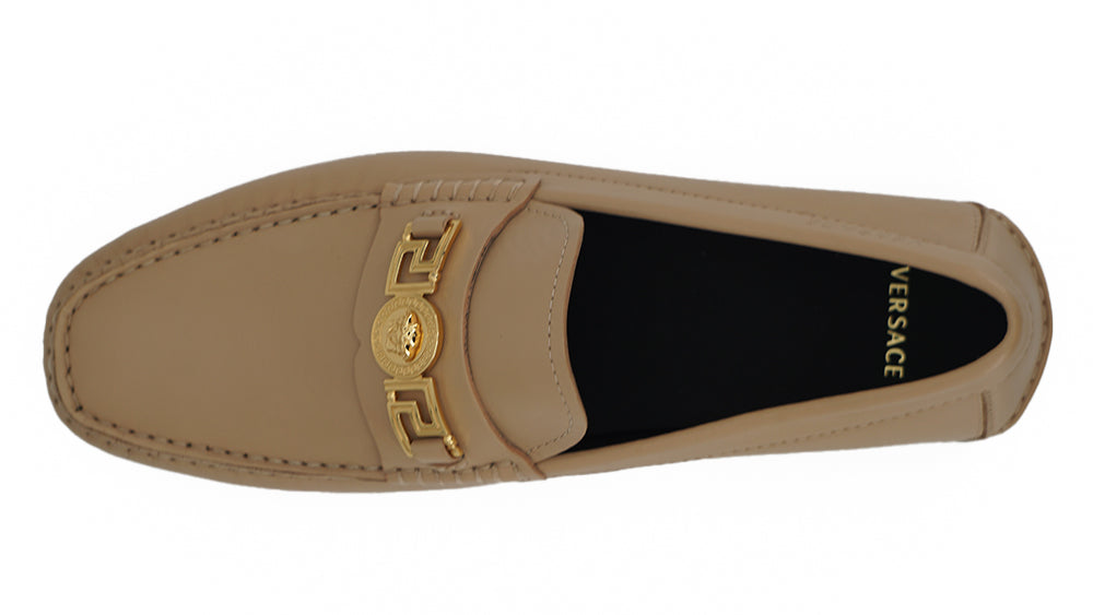 Versace Exquisite Medusa Gold-Tone Leather Loafers -   -  Versace.