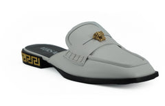 Versace Elegant White Leather Flat Slides -   -  Versace.